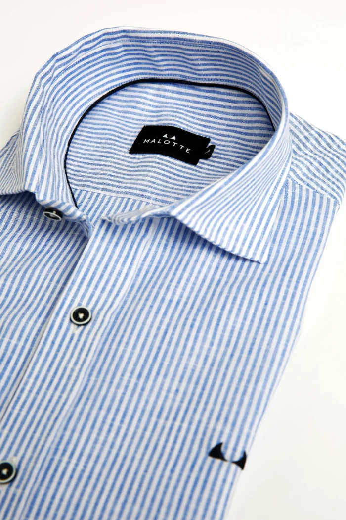 Camisa lino rayas azul y blanco