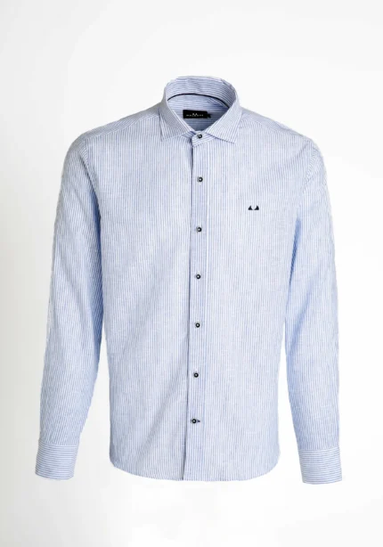 Camisa lino rayas azul y blanco