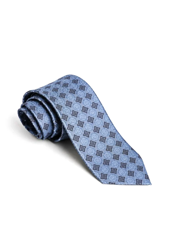 Corbata azul claro estampado geométrico