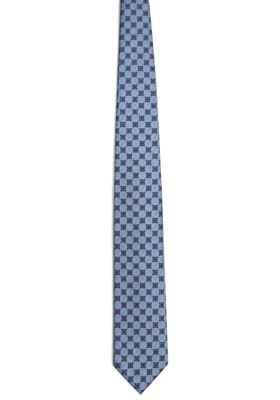 Corbata azul claro estampado geométrico