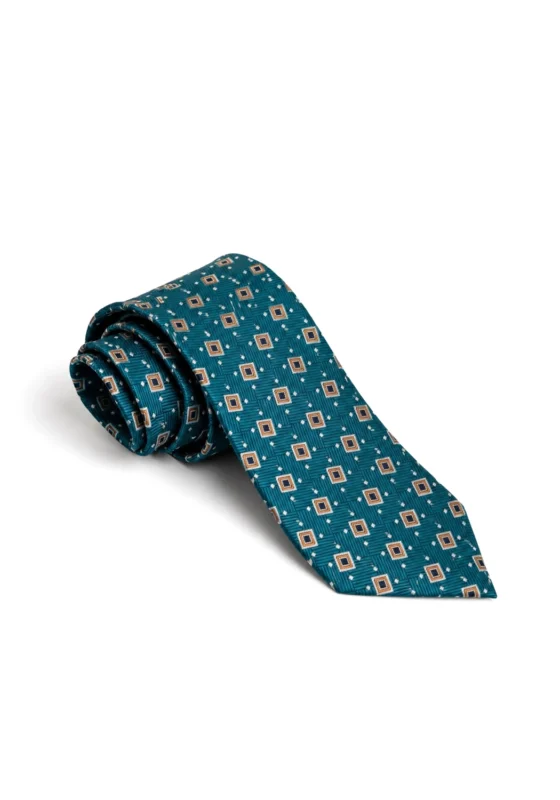 Corbata turquesa con cuadros