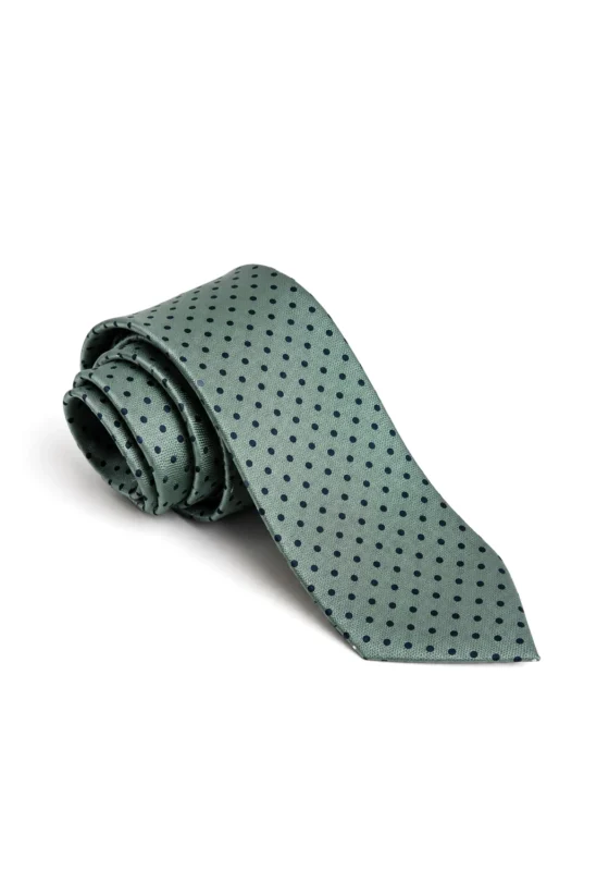 Corbata verde con lunares negros