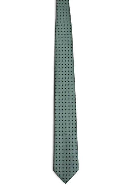 Corbata verde con lunares negros